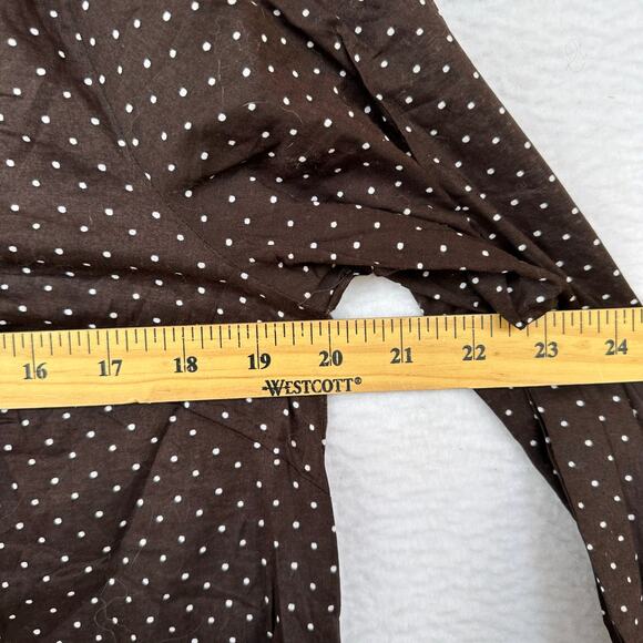 Charter Club Brown Polka Dot Tunic Blouse Womens L Peasant Boho Ruffle Twee Soft - Picture 12 of 12